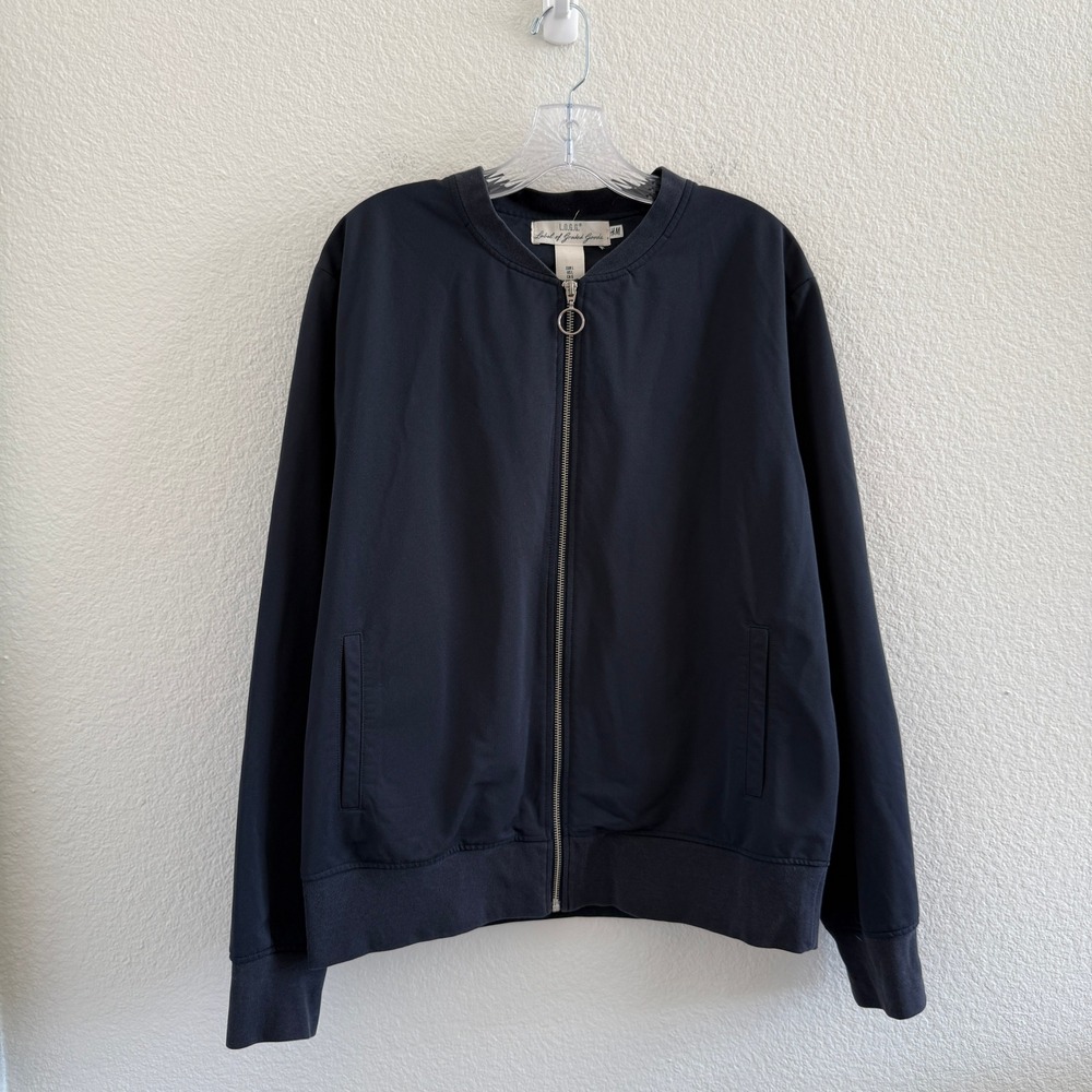 H&M LOGG Mens Blue Bomber Jacket Full Zip Large